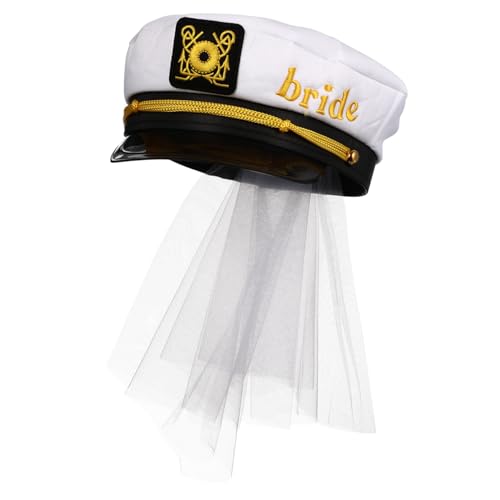 HEALEEP Marinehut mit Schleier für Junggesellenabschied Hochzeitsaccessoire Hutfarbe Stilvoller Damenhut für Hochzeit und Bachelorette Party HEALEEP Marinehut mit Schleier für Junggesellenabschied Hochzeitsaccessoire Hutfarbe Stilvoller Damenhut für Hochzeit und Bachelorette Party von HEALEEP