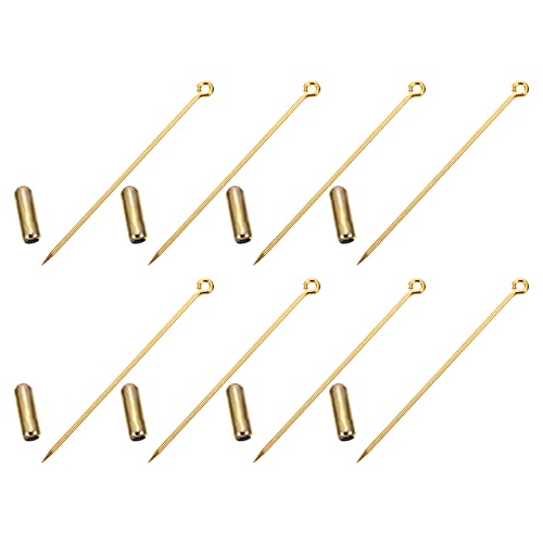 HEALLILY 20 Stück Hutnadeln Kupfer Brosche Metall Stick Pin Schmuck Findings Lange Nadel Auge Pin für Bankett Hochzeit Party Jahrestag 50 mm Gold von HEALLILY