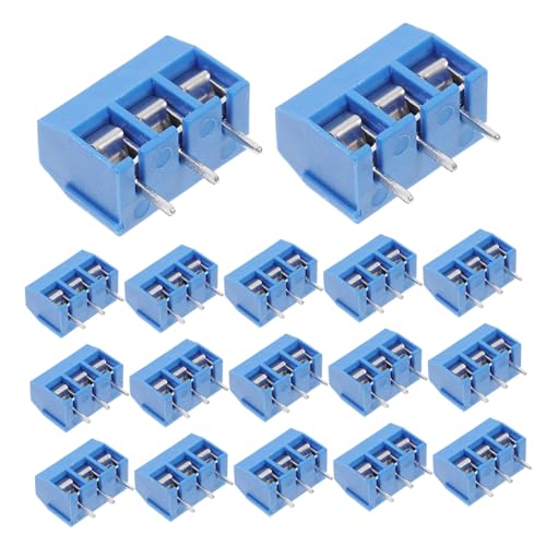 HEALLILY 20 Stück Klemmen Leiterplattenmontage Blockklemmen Elektrischer Schraubklemmenblock Leiterplattenklemmenblock 3 Poliger Klemmenstecker 3 Poliger Stecker Blau Verzinntes von HEALLILY