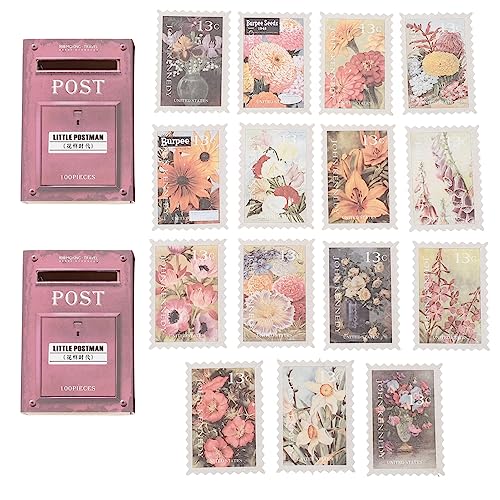 HEALLILY 200 Blatt Vintage DIY Scrapbooking Aufkleber Antik Postage Stempel Aufkleber Journaling Supplies Retro Handwerk DIY Papier (Blumenfee) von HEALLILY