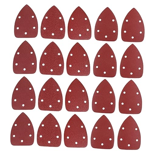 HEALLILY 60St Schleifpapier mit dreieckiger Rückseite Wandschleifpapier Schleifblock Schleifpads sandpapier sanding paper dreieckiges Schleifpapier mit Löchern Schleifpapier beflocken rot von HEALLILY