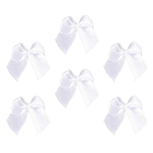 HEALLILY Mini-Schleifen, Satin, zum Nähen, für Scrapbooking, Hochzeit, Bastelarbeiten, Haar-Accessoires, Weiß, 100 Stück von HEALLILY