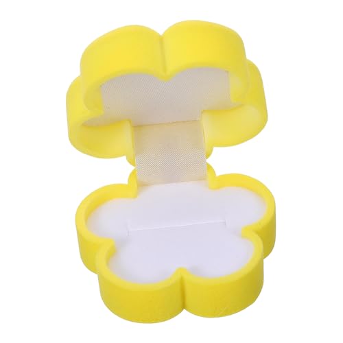 HEALSOPTHY Kasten Samt-Schmuckkästchen aufdecken Träger Ausstellungsstand Ringe Ringboxen geschenkverpackung geburtstagsgeschenk Ring-Organizer Aufbewahrungsbox für Schmuck Samtstoff Yellow von HEALSOPTHY