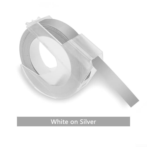 Beschriftung leicht gemacht mit 9 mm 3D-geprägtem Etikettenband, ideal für verschiedene Beschriftungsanwendungen (Silber) von HEBEOT