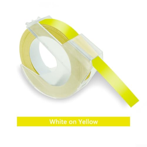 Beschriftung leicht gemacht mit 9 mm 3D-geprägtem Etikettenband, ideal für verschiedene Beschriftungsanwendungen (gelb) von HEBEOT