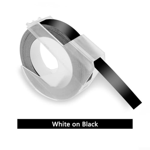 Beschriftung leicht gemacht mit 9 mm 3D-geprägtem Etikettenband, ideal für verschiedene Beschriftungsanwendungen (schwarz) von HEBEOT