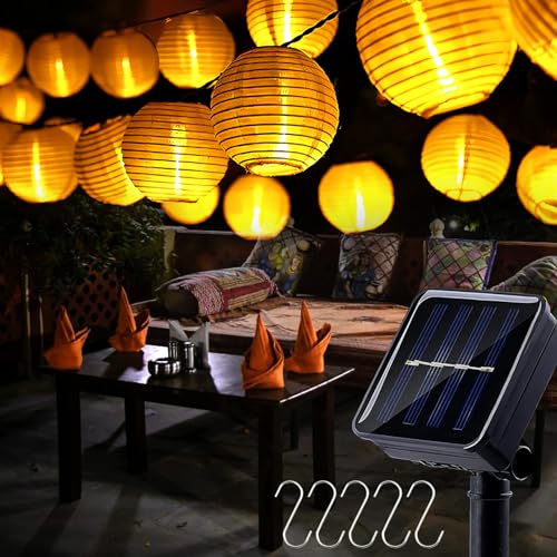 HEDMON Solar Lichterkette Lampion,Lampions Außen Wetterfest 6,5 Meter 30 LED Laternen 8 Modi IP65 Wasserdicht Beleuchtung Solarlichterkette Outdoor für Garten, Balkon,Hof,Fest Deko von HEDMON