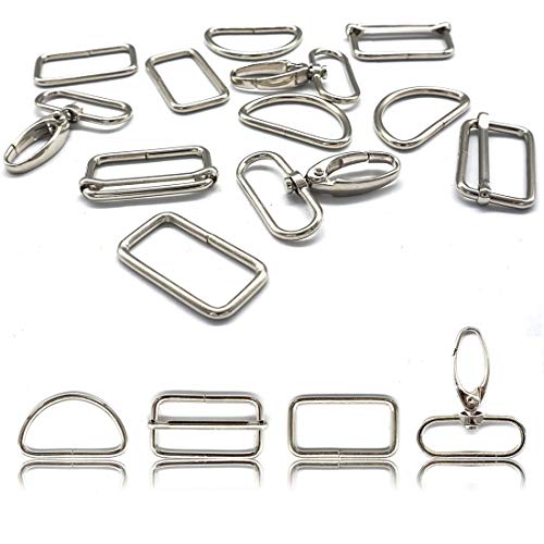 HEEFEN 40 Stück Metall Schlüsselanhänger Bulk Drehgelenk Karabinerhaken D-Ring Metall Gurtversteller Set DIY Handwerk für Gurt, Rucksack, Bastelzubehör (32mm, SS) von HEEFEN