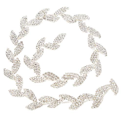 1 Yard Trim, Tree Leaf Shape elegante Crystal Clear Glas Applique Braut Kette für Hochzeitskleid Halskette HeadwearStrasssteine von HEEPDD