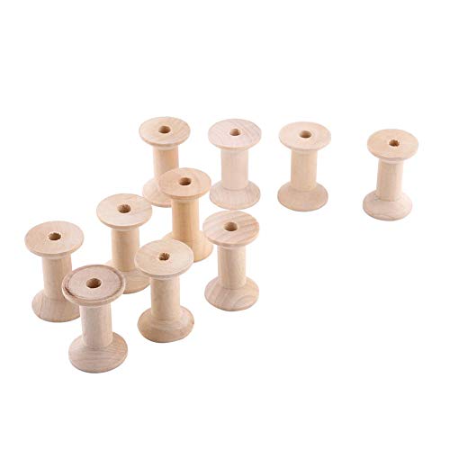 10 stücke Leere Garnspulen, 47mm x 31mm Holz Leere Garnspulen Naturholz Farbe Unfinished Handwerk Spool Thread Bobbin Cord Draht NähenUnbehandeltes Holz von HEEPDD