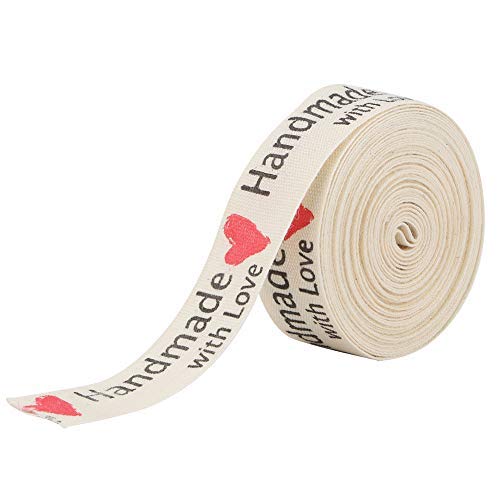 5 Yards Wolle Band, 1,5 cm Breite natürliche Baumwolle handgemachte Schriftarten Band vorhanden Package Supply Kleidung Label für Handwerk Geschenkpapier Haarschleife Hochzeit von HEEPDD