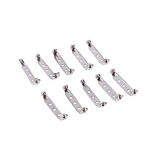 50 stücke bar pins, 4 größen silber ton pin zurück verschluss brosche bar pins brosche lock zurück safety catch rollen für schmuck machen diy handwerk 20/25/32/38mm[32mm]Broschen von HEEPDD