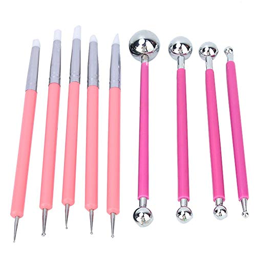 9 Stücke Polymer Modelliermasse Bildhauerwerkzeuge, Ball Stylus Punktierwerkzeuge Tonwarenlehm Skulptur Modellier Set für Felsmalerei Tonwarenlehm Modellieren Präge Kunst(#2) von HEEPDD