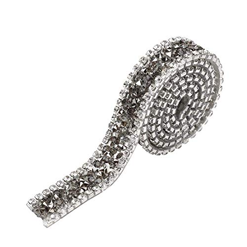 Band Funkeln Kristall Diamond Wickeln Roll genäht oder Hot Fix für Prom Kleider Gürtel Applique Haarspange Kragen Dekoration 1 Yard (grau) von HEEPDD