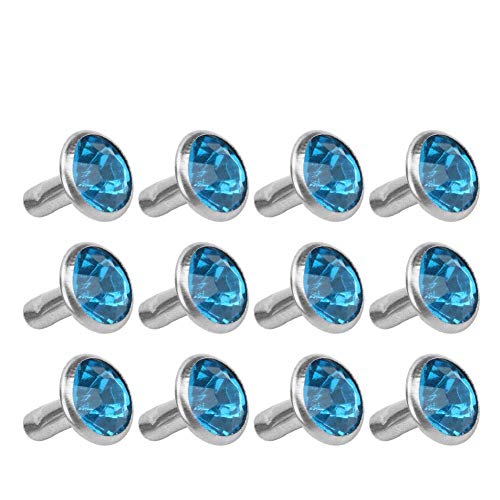 HEEPDD 100 Stücke Niet, B Acryl Diamant Niet 8 MM DIY Dekorative Stud Synthetische Kristall für Gepäck Schuhe Hüte Kleidung Dekoration(Shallow Blue) von HEEPDD