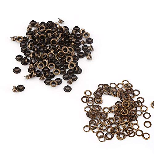 100pcs Ösen Set, Bronze Farbe Plain Ösen und Unterlegen scheiben Ösen Handwerk Nieten Lederhandwerk Tuch machen Reparatur dekorative Accessoires für Schuhe Handtaschen Hüte(4mm) von HEEPDD