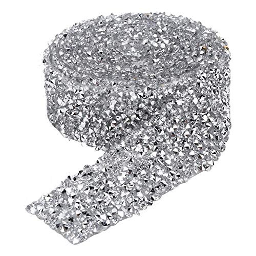 HEEPDD 150 cm/180 cm Kette, 3 cm Breite Trimmen Band Sparkling Back Kleber Kristall Dekorative Band Gürtel DIY Handarbeit Nähen Handwerk Applikationen Zubehör(180cm) von HEEPDD