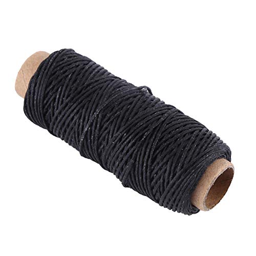 1mm Wachsfaden Cord 150D Leder Nähen Wachsfaden für Lederschuh Hand Nähen Handwerk 50m / Rolle(Schwarz) von HEEPDD