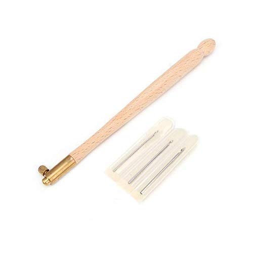 Häkelnadeln Kit, Französisch-Stil Sticknadel-Set mit 3 austauschbaren Nadeln Köpfe Bearded Needle Knitting Tool Knitting Perlen Stickwerkzeuge von HEEPDD