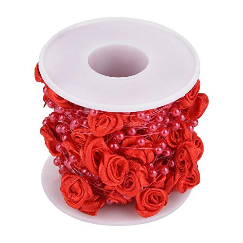 Perle Perlenrolle, 10 mt/rolle Künstliche Perle Rose Perlen Verbunden String für DIY Hochzeit Dekoration für Blume Baum Girlande Brautstrauß(rot) von HEEPDD