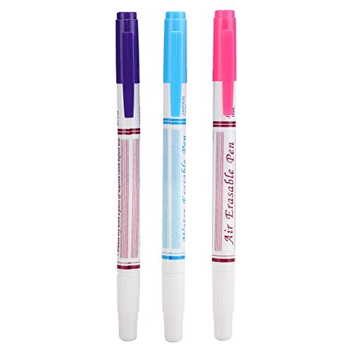 Stoff Markierstift, 3 Stücke Wasser Löschbaren Stift Doppelkopf Wärme Löschbaren Stoff Markierstifte DIY Tuch Nähzubehör Rot/Blau/LilaMarkierer von HEEPDD