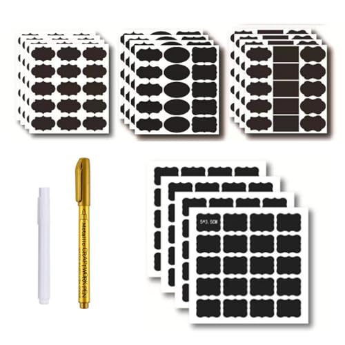 HEEYoo Tafel Aufkleber, Wasserdichte Etiketten Selbstklebend Mit Löschbar Kreidemarker, Beschriften Aufkleber Für Gläser 170 Pcs- Wiederverwendbare Tafeletiketten von HEEYoo