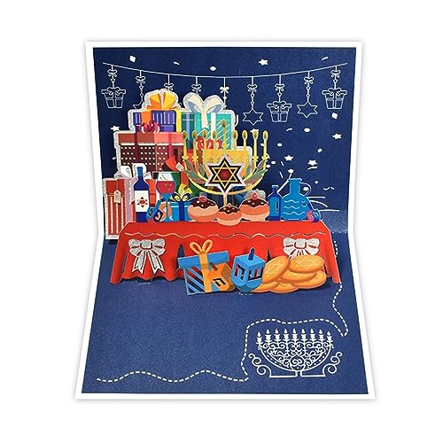 HappyHanukkah 3D-Grußkarte für Chanukah-Festivals, handgefertigte Geschenke, PopUp-Lichtkarte, Segenskarten HappyHanukkah 3D-Grußkarte für Chanukah-Festivals, handgefertigte Geschenke, PopUp-Lichtkarte, Segenskarten von HEEZOU