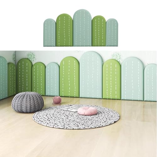 HEFJIAYCIQ 3D Gepolsterte Wandpaneele Für Kinder, Peel Und Stick Gepolstert Kopfteil Panels, Anti-Collision Wandaufkleber Für Kinderzimmer Dekor,Cactus Set,120x60cm von HEFJIAYCIQ