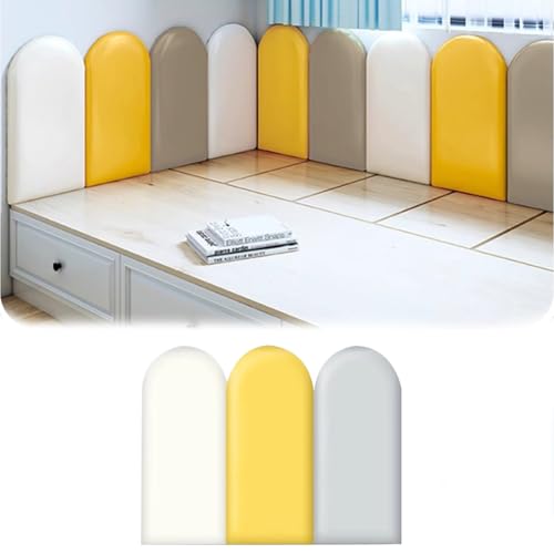 HEFJIAYCIQ Gepolsterte Wandpaneele Für Kinder, 3D Selbstklebende Innenraumdekoration, Wandaufkleber Für Schlafzimmer/Wohnzimmer,Off White Set,100x50cm von HEFJIAYCIQ