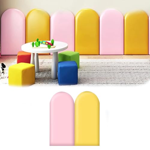 HEFJIAYCIQ Gepolsterte Wandpaneele Für Kinder, 3D Selbstklebende Innenraumdekoration, Wandaufkleber Für Schlafzimmer/Wohnzimmer,Yellow Set,100x50cm von HEFJIAYCIQ