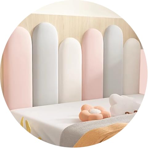 HEFJIAYCIQ Ovale Gepolsterte Wandpaneele Für Kinder, 3D Anti-Collision Wand Montiert Kopfteil, Peel and Stick Kopfteil Für Twin, Full Und Queen,Light Grey Set,120x55cm von HEFJIAYCIQ