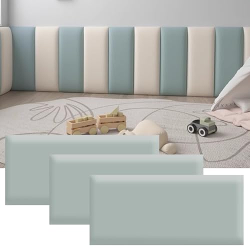 HEFJIAYCIQ Selbstklebende Gepolsterte Wandpaneele, Packung Mit 3 Paneelen Wandmontierte Kopfteile, 3D Anti-Kollision Schlafzimmer/Wohnzimmer Gepolstertes Wandpaneel,Light Blue,20x50cm von HEFJIAYCIQ