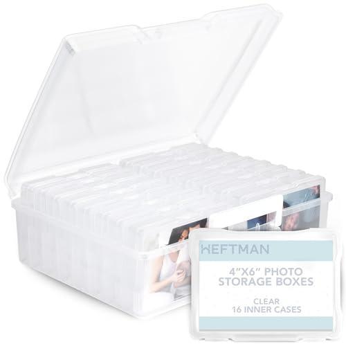 HEFTMAN 4 x 6 Foto-Aufbewahrungsboxen – Klare Foto-Aufbewahrungsbox mit 16 inneren Fotohüllen, hält 1600 Fotos – Transparente Saatgut-Aufbewahrungsbox Organizer von HEFTMAN