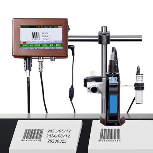 HEGGMKK Automatische Codiermaschine Mit 300 DPI (2–5 Mm Druckabstand), Online-Tintenstrahlcodierer, Touchscreen + Einfache Bedienung, Geschwindigkeit: 30 M/min, Für Barcode-Chargennummern,T6 von HEGGMKK