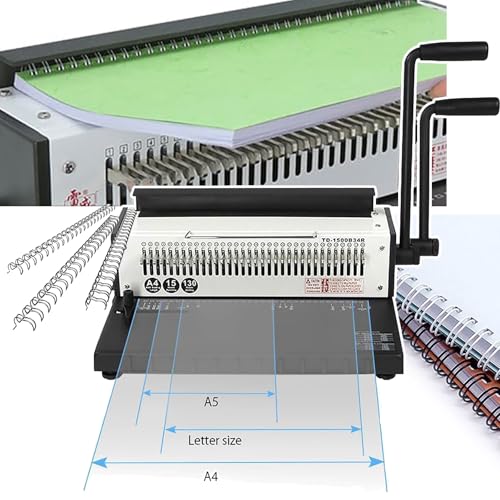 HEGGMKK Drahtbindemaschine (34 Löcher), Quadratisches/rundes Loch, A4-Binder-Stanzmaschine, 3:1-Teilung, 130 Blatt Bindung, 15 Blatt Stanzkapazität,Round von HEGGMKK