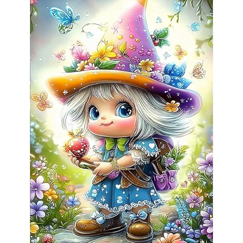 HEIBAGO 5D Diamond Painting Für Erwachsene, Gnomes Rhinestone Embroidery Diamant Painting Set, DIY Full Drill Diamant Malerei Kits Diamond Art Bilder Für Anfänger, Home Dekor 30 * 40cm von HEIBAGO