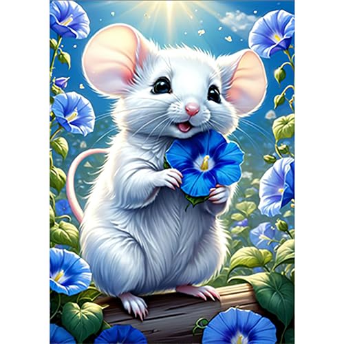 HEIBAGO 5D Diamond Painting Für Erwachsene, Hamster Rhinestone Embroidery Diamant Painting Set, DIY Full Drill Diamant Malerei Kits Blume Diamond Art Bilder Für Anfänger, Home Dekor 30 * 40cm von HEIBAGO