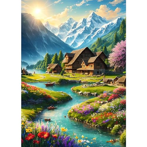 HEIBAGO 5D Diamond Painting Für Erwachsene, Landschaft Rhinestone Embroidery Diamant Painting Set, DIY Full Drill Diamant Malerei Kits Blumen Diamond Art Bilder Für Anfänger, Home Dekor 30 * 40cm von HEIBAGO