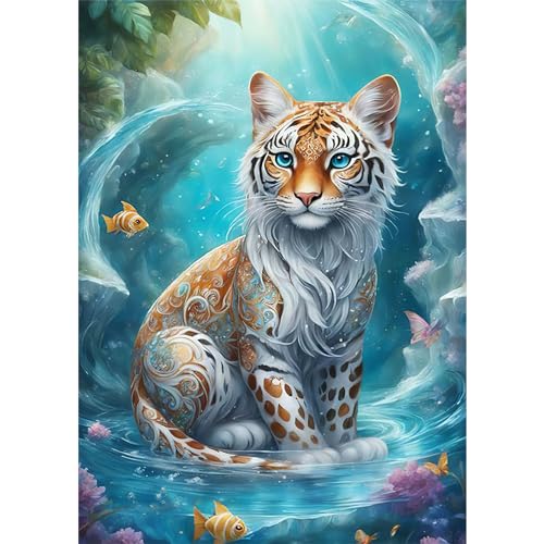 HEIBAGO 5D Diamond Painting Für Erwachsene, Tiere Rhinestone Embroidery Diamant Painting Set, DIY Full Drill Diamant Malerei Kits Tiger Diamond Art Bilder Für Anfänger, Home Dekor 30 * 40cm von HEIBAGO