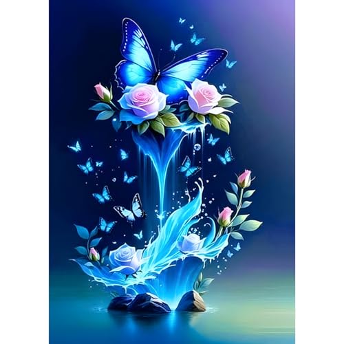 HEIBAGO 5D Schmetterling Diamond Painting Erwachsene, DIY Tier Diamant Painting Bilder für Anfänger Erwachsene, Full Drill Diamond Art Blume Diamant Malerei Bilder für Wanddekor 30x40cm von HEIBAGO