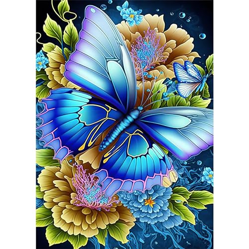 HEIBAGO 5D Schmetterling Diamond Painting Für Erwachsene,Blumen Rhinestone Embroidery Diamant Painting Set, DIY Full Drill Diamant Malerei Kits Tiere Diamond Bilder Für Anfänger, Home Dekor 30 * 40cm von HEIBAGO