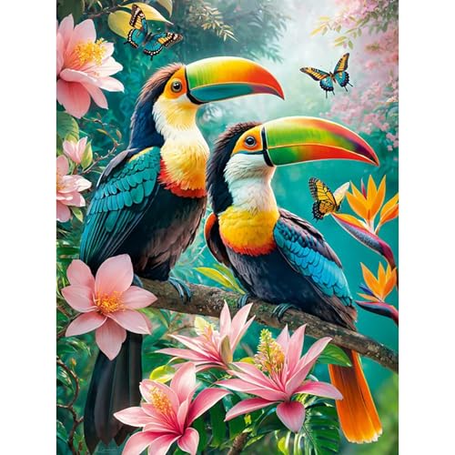 HEIBAGO 5D Tiere Diamond Painting Für Erwachsene, Vögel Rhinestone Embroidery Diamant Painting Set, DIY Full Drill Diamant Malerei Kits Blumen Diamond Art Bilder Für Home Dekor 30 * 40cm von HEIBAGO