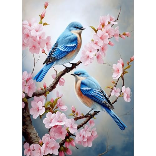 HEIBAGO 5D Vogel Diamond Painting Erwachsene, DIY Tier Diamant Painting Bilder für Anfänger Erwachsene, Full Drill Diamond Art Blume Diamant Malerei Bilder für Wanddekor 30x40cm von HEIBAGO