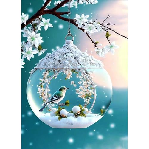 HEIBAGO 5D Vogel Tier Diamond Painting Erwachsene, DIY Baum Diamant Painting Bilder für Anfänger Erwachsene, Full Drill Diamond Art Blume Diamant Malerei Bilder für Wanddekor 30x40cm von HEIBAGO