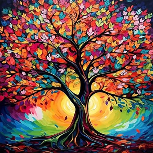 HEIBAGO Diamond Painting Für Anfänger, 5D Baum des Lebens Full Drill Diamant Painting Erwachsene, DIY Cross Embroidery Diamant Kunst Sets Landschaft Diamond Art Bilder Für Gifts, Wanddekor 30 * 40cm von HEIBAGO