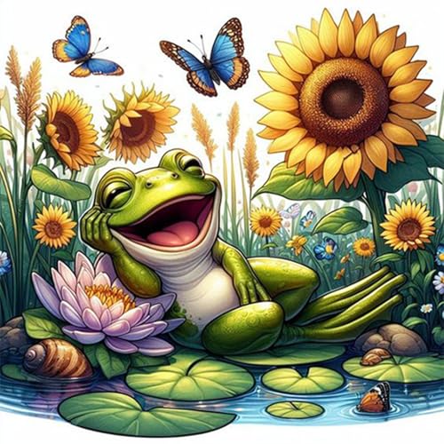 HEIBAGO Frosch 5D Diamond Painting, Tier Full Drill Diamant Painting Sets Für Erwachsene Anfänger, DIY Cross Embroidery Diamant Kunst Blume Diamond Art Bilder Für Home Wand Dekor 30 * 30cm von HEIBAGO