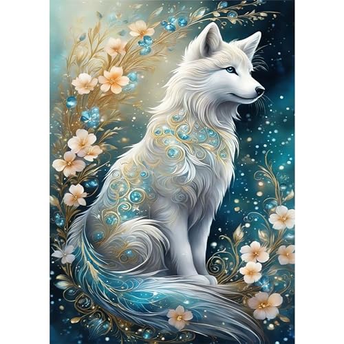 HEIBAGO Fuchs 5D Diamond Painting, Tiere Full Drill Diamant Painting Sets Für Erwachsene Anfänger, DIY Cross Embroidery Diamant Kunst Blumen Diamond Art Bilder Für Home Wand Dekor 30 * 40cm von HEIBAGO