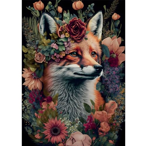 HEIBAGO Fuchs Diamond Painting Erwachsene, 5D Blumen Diamant Painting Bilder Erwachsene Anfänger, DIY Diamond Art Tiere Diamant Malerei Set für Wanddekor 30x40cm von HEIBAGO