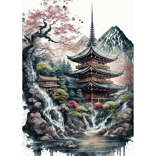 HEIBAGO Landschaft 5D Diamond Painting, Berge Full Drill Diamant Painting Sets Für Erwachsene Anfänger, DIY Cross Embroidery Diamant Kunst Türme Diamond Art Bilder Für Home Wand Dekor 30 * 40cm von HEIBAGO