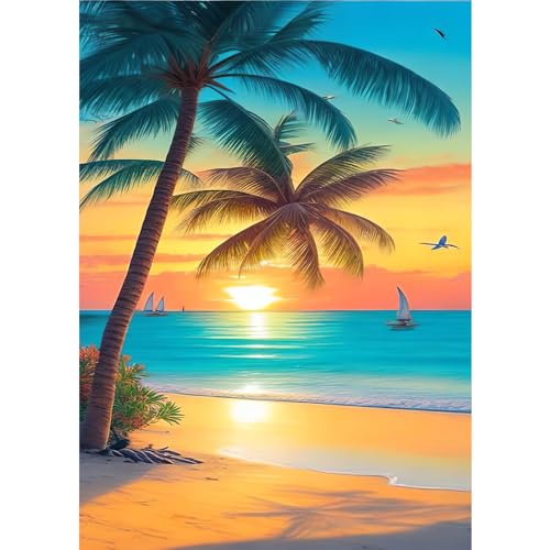 HEIBAGO Landschaft Diamond Painting Für Anfänger, 5D Sonnenuntergang Full Drill Diamant Painting Erwachsene, DIY Cross Embroidery Diamant Kunst Sets Baum Diamond Bilder Für Wanddekor 30 * 40cm von HEIBAGO